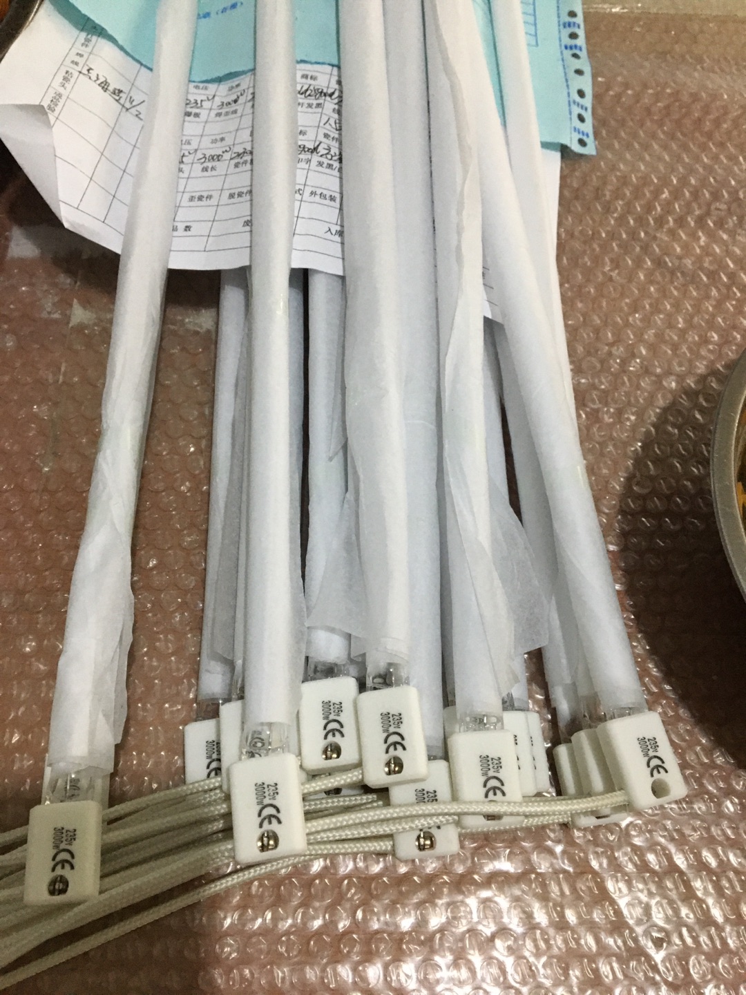520mm 1000w quartz halogen ruby lamp for flash drying